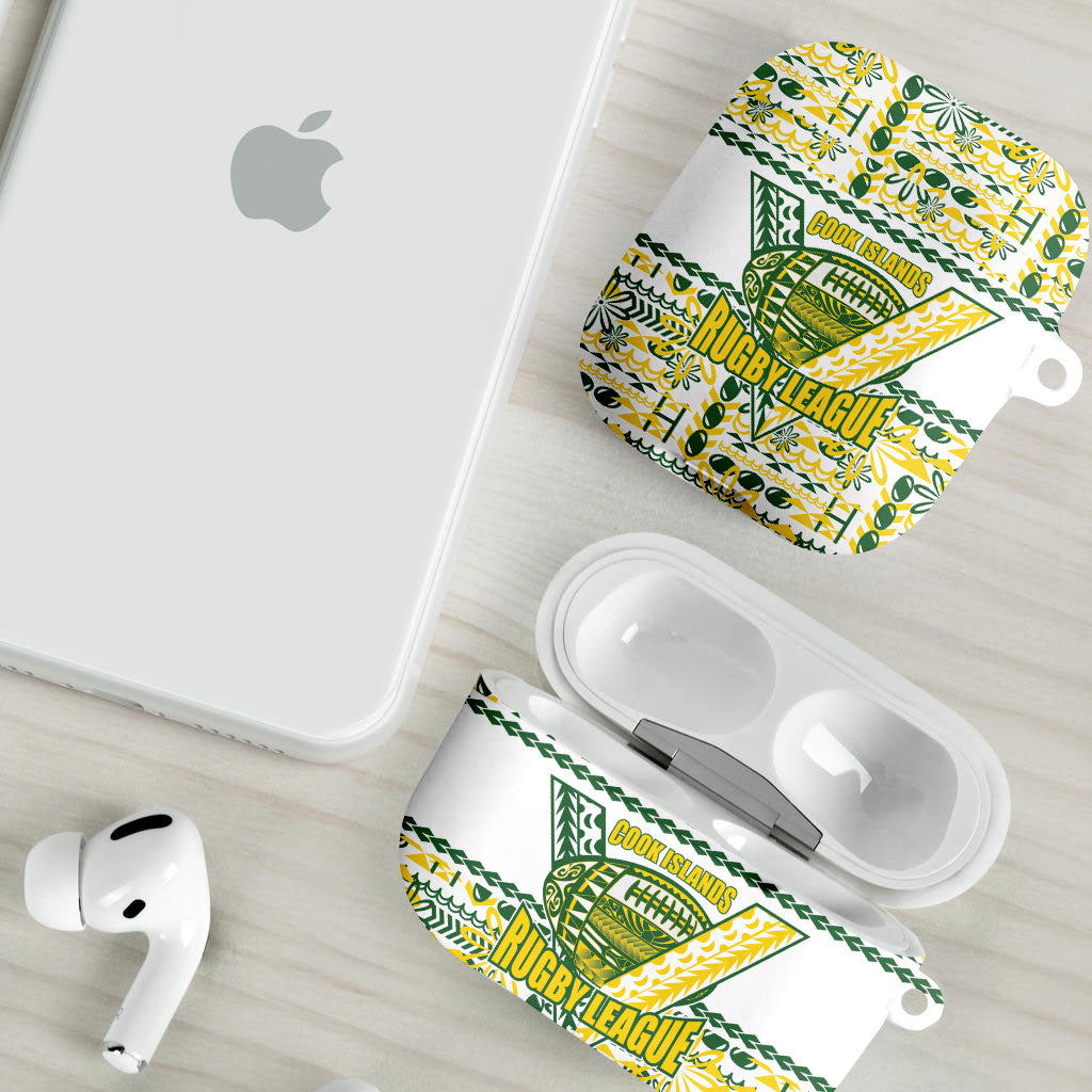 Cook Islands Island Floral AirPods Case White Traditional Kuki's Geometric Pattern LT9 - Polynesian Pride