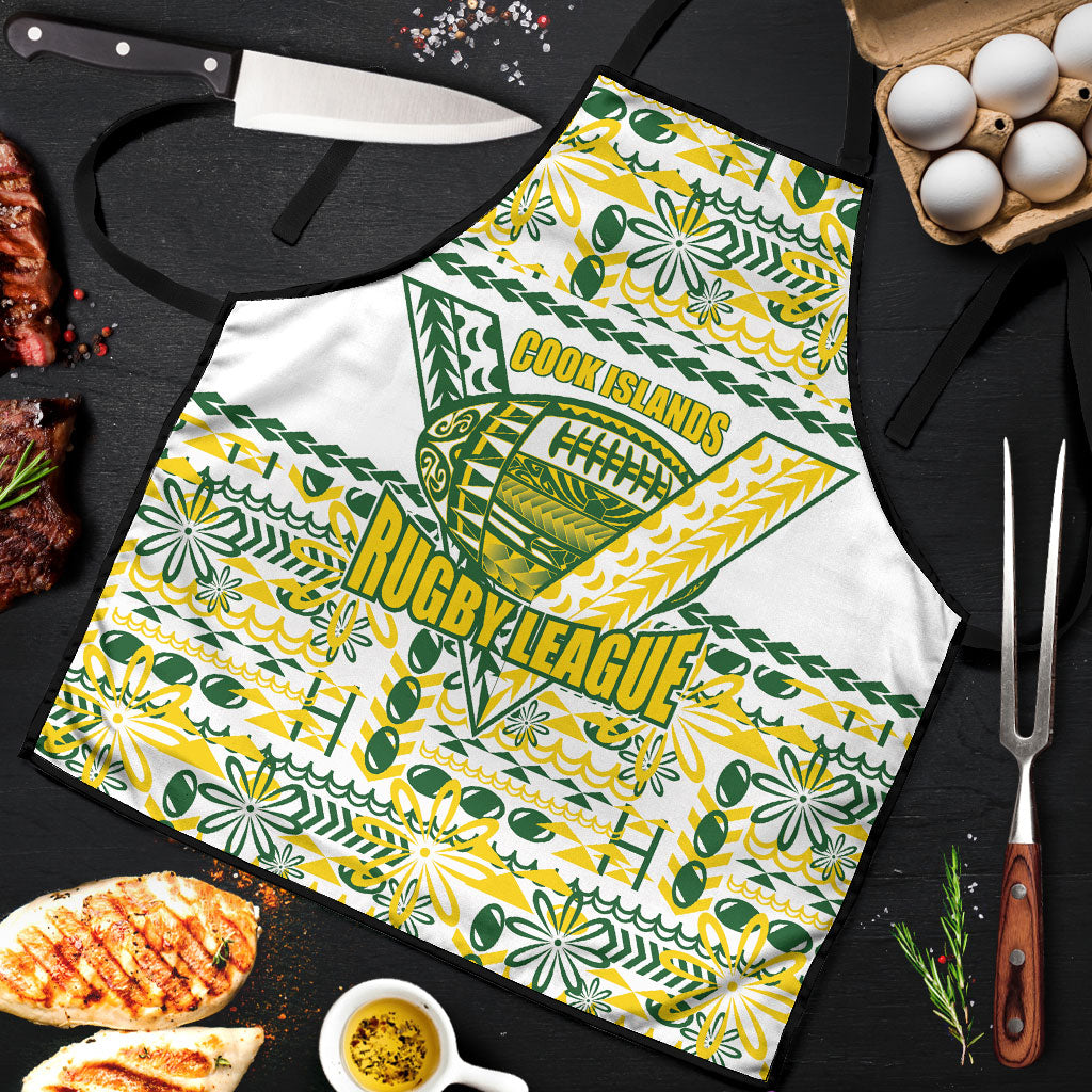 Cook Islands Island Floral Apron White Traditional Kuki's Geometric Pattern LT9 White - Polynesian Pride