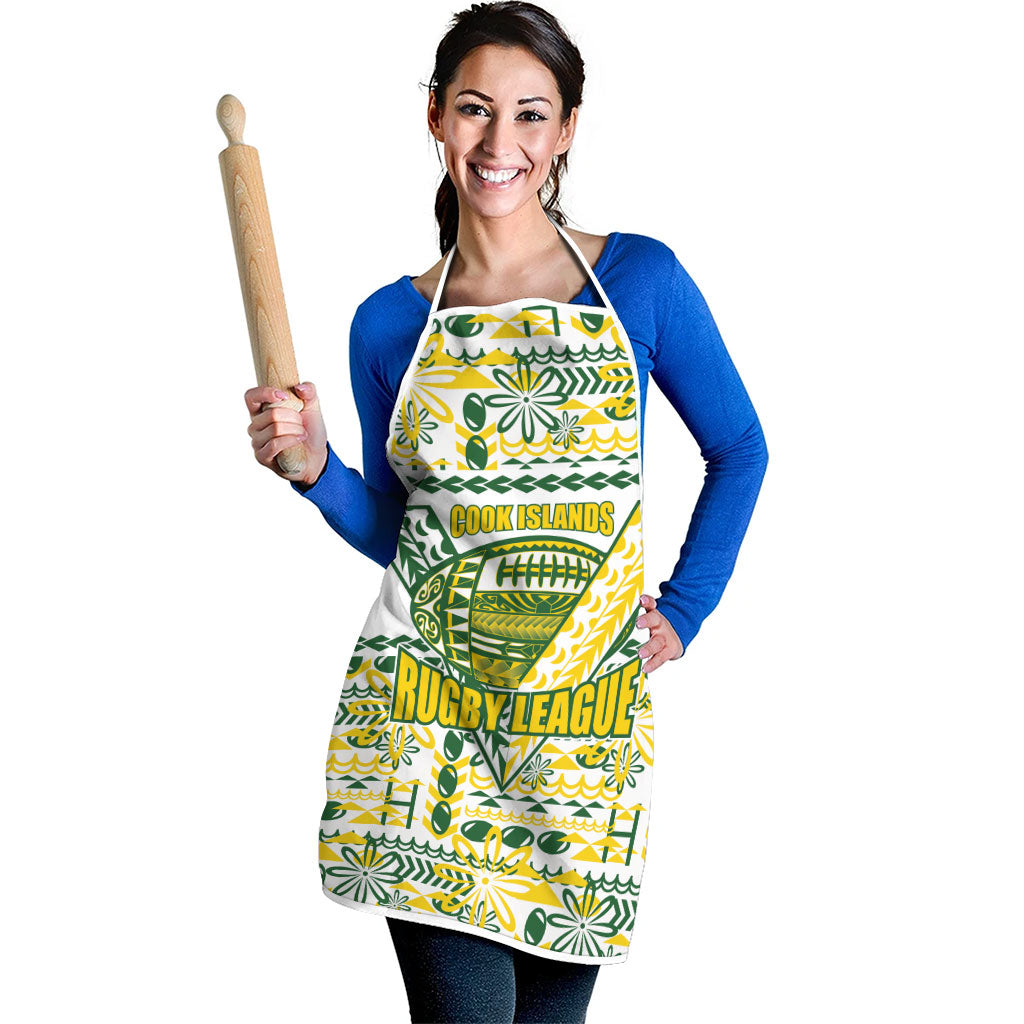Cook Islands Island Floral Apron White Traditional Kuki's Geometric Pattern LT9 - Polynesian Pride