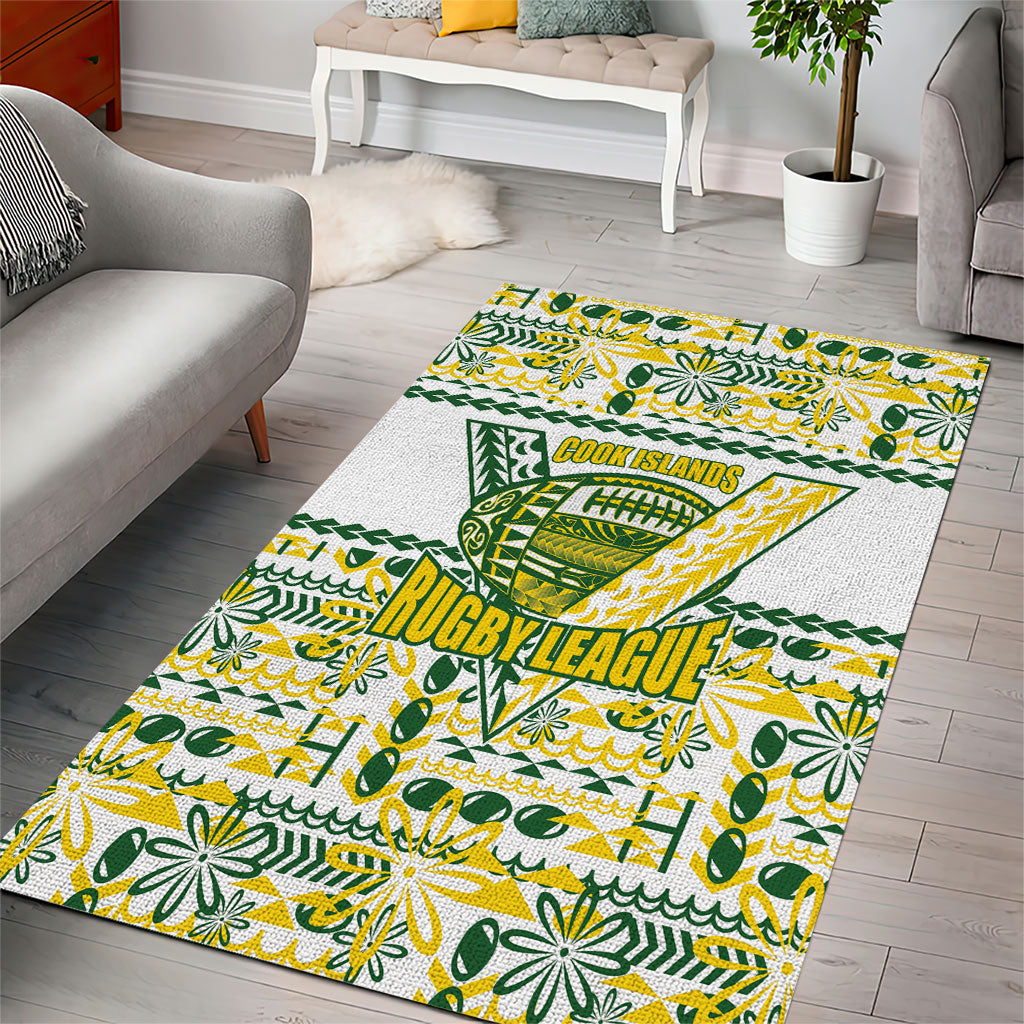 Cook Islands Island Floral Area Rug White Traditional Kuki's Geometric Pattern LT9 - Polynesian Pride