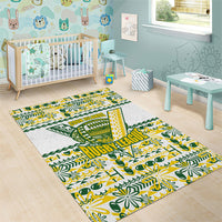 Cook Islands Island Floral Area Rug White Traditional Kuki's Geometric Pattern LT9 - Polynesian Pride