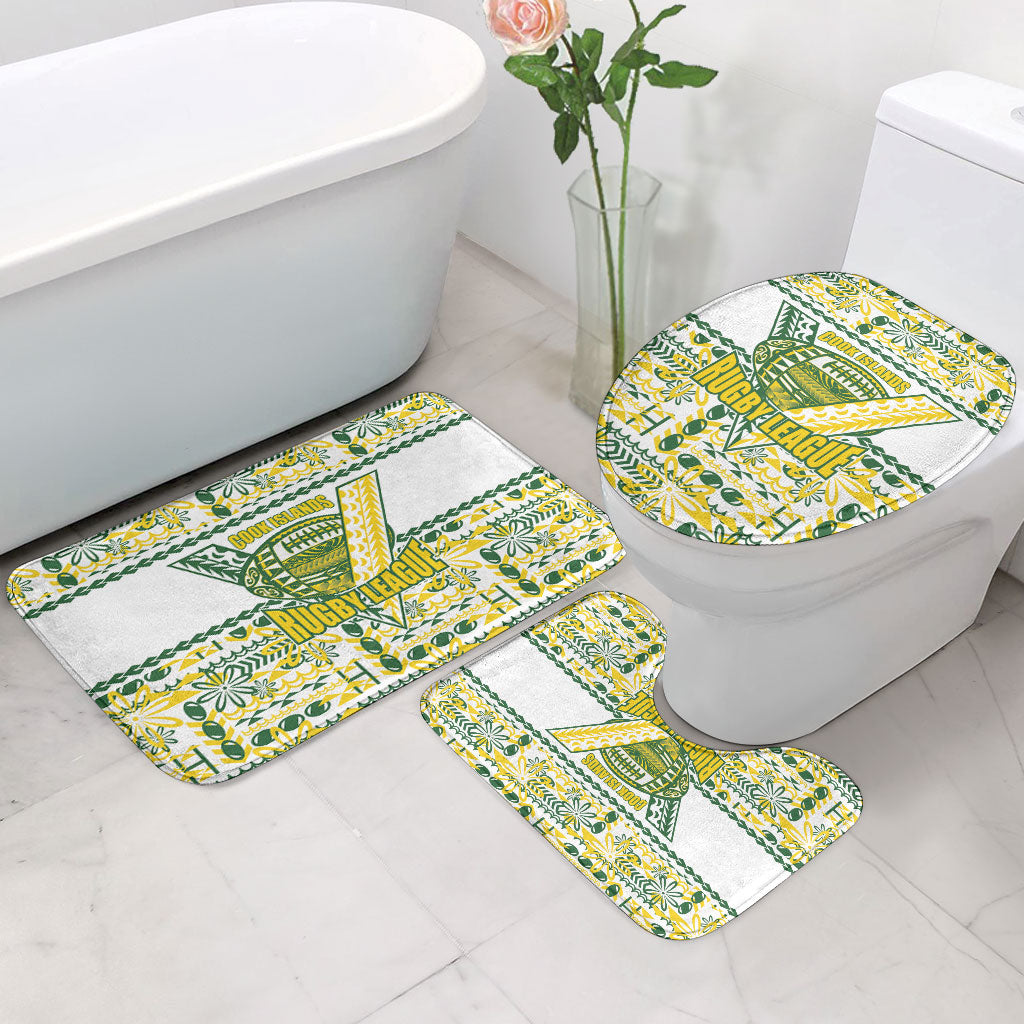 Cook Islands Island Floral Bathroom Set White Traditional Kuki's Geometric Pattern LT9 - Polynesian Pride