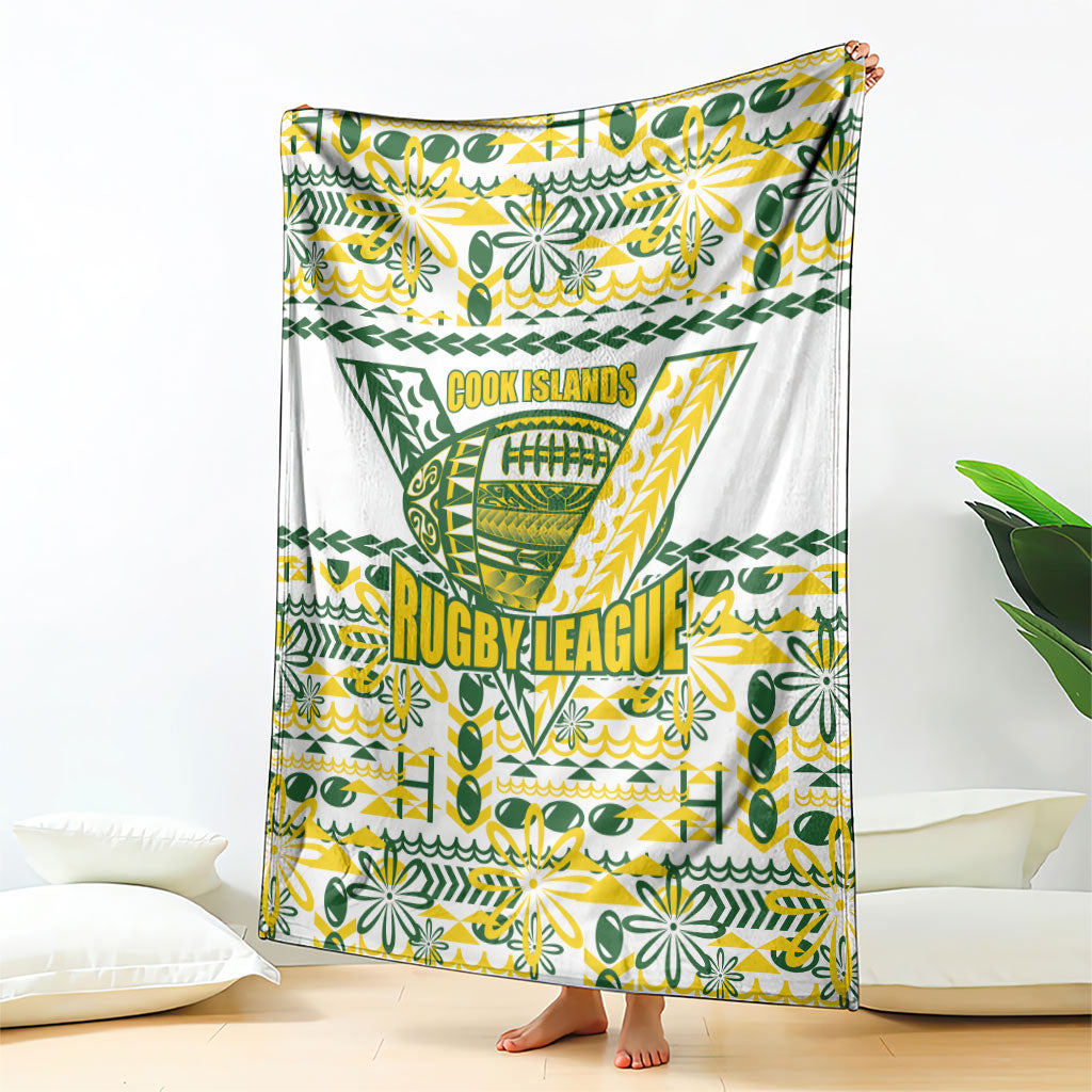 Cook Islands Island Floral Blanket White Traditional Kuki's Geometric Pattern LT9 - Polynesian Pride