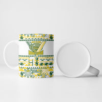 Cook Islands Island Floral Ceramic Mug White Traditional Kuki's Geometric Pattern LT9 - Polynesian Pride