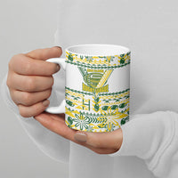 Cook Islands Island Floral Ceramic Mug White Traditional Kuki's Geometric Pattern LT9 - Polynesian Pride