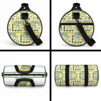Cook Islands Island Floral Duffle Bag White Traditional Kuki's Geometric Pattern LT9 - Polynesian Pride