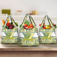 Cook Islands Island Floral Grocery Bag White Traditional Kuki's Geometric Pattern LT9 3-pack One Size White - Polynesian Pride