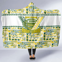 Cook Islands Island Floral Hooded Blanket White Traditional Kuki's Geometric Pattern LT9 One Size White - Polynesian Pride