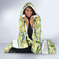 Cook Islands Island Floral Hooded Blanket White Traditional Kuki's Geometric Pattern LT9 - Polynesian Pride