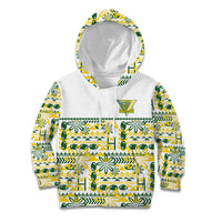 Cook Islands Island Floral Kid Hoodie White Traditional Kuki's Geometric Pattern LT9 Hoodie White - Polynesian Pride