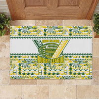 Cook Islands Island Floral Rubber Doormat White Traditional Kuki's Geometric Pattern LT9 White - Polynesian Pride