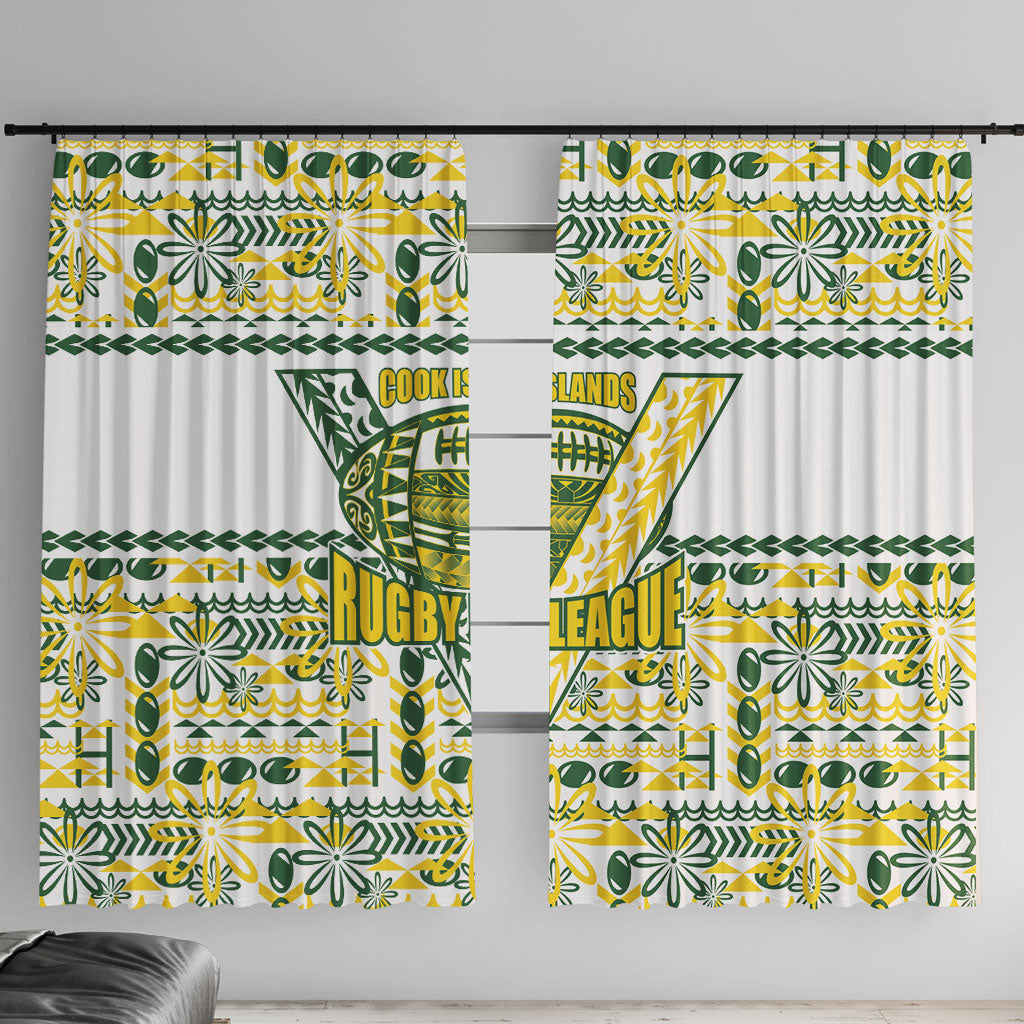 Cook Islands Island Floral Window Curtain White Traditional Kuki's Geometric Pattern