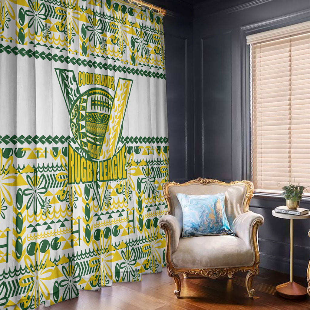 Cook Islands Island Floral Window Curtain White Traditional Kuki's Geometric Pattern