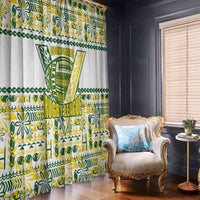 Cook Islands Island Floral Window Curtain White Traditional Kuki's Geometric Pattern