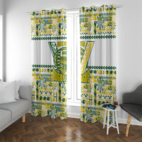 Cook Islands Island Floral Window Curtain White Traditional Kuki's Geometric Pattern