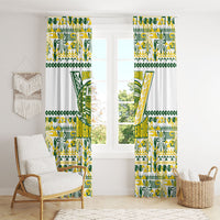 Cook Islands Island Floral Window Curtain White Traditional Kuki's Geometric Pattern