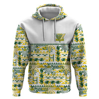 Cook Islands Island Floral Zip Hoodie White Traditional Kuki's Geometric Pattern LT9 Pullover Hoodie White - Polynesian Pride