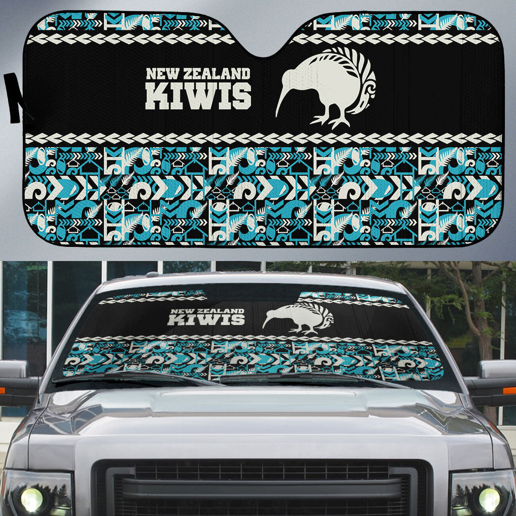 Aotearoa New Zealand Kiwis Tima Riki Motu Auto Sun Shade LT9 Black - Polynesian Pride