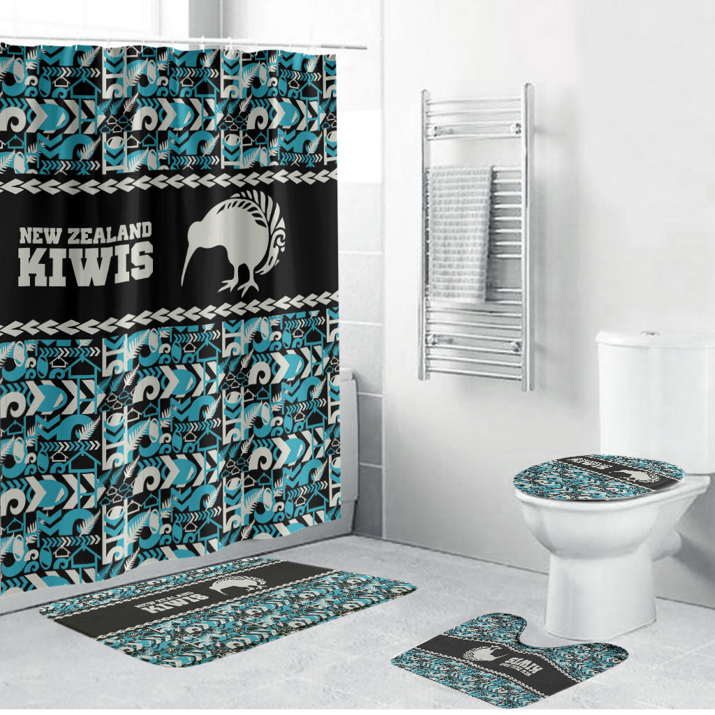 Aotearoa New Zealand Kiwis Tima Riki Motu Bathroom Set LT9 Bathroom Set (4 pcs) Black - Polynesian Pride