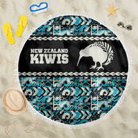 Aotearoa New Zealand Kiwis Tima Riki Motu Beach Blanket LT9 One Size 150cm Black - Polynesian Pride