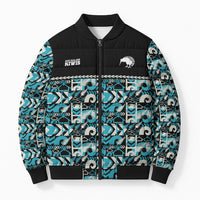 Aotearoa New Zealand Kiwis Tima Riki Motu Bomber Puffer Jacket LT9 Unisex Black - Polynesian Pride