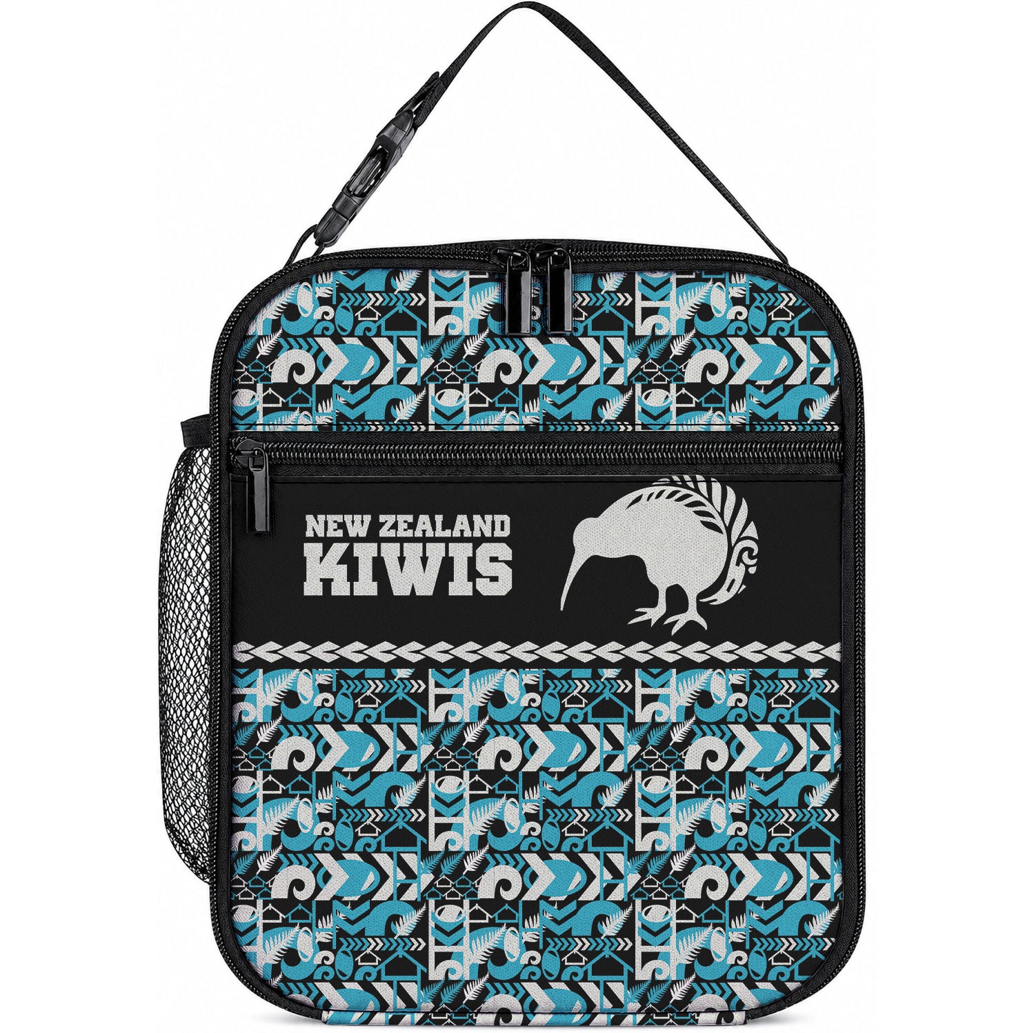 Aotearoa New Zealand Kiwis Tima Riki Motu Lunch Bag LT9 10.2 × 8.3 × 4.3 inch Black - Polynesian Pride