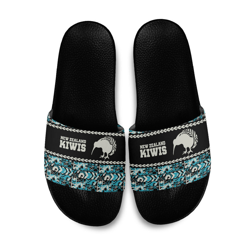 Aotearoa New Zealand Kiwis Tima Riki Motu Slide Sandals LT9 Black - Polynesian Pride