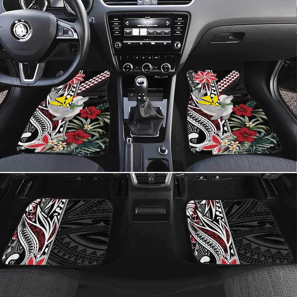 Hawaii Monk Seal Santa Car Mats Hibiscus Kakau Pattern Mele Kalikimaka