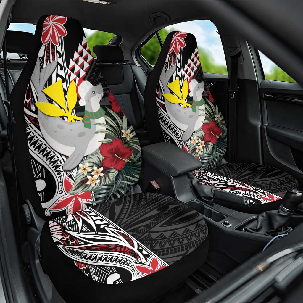 Hawaii Monk Seal Santa Car Seat Cover Hibiscus Kakau Pattern Mele Kalikimaka