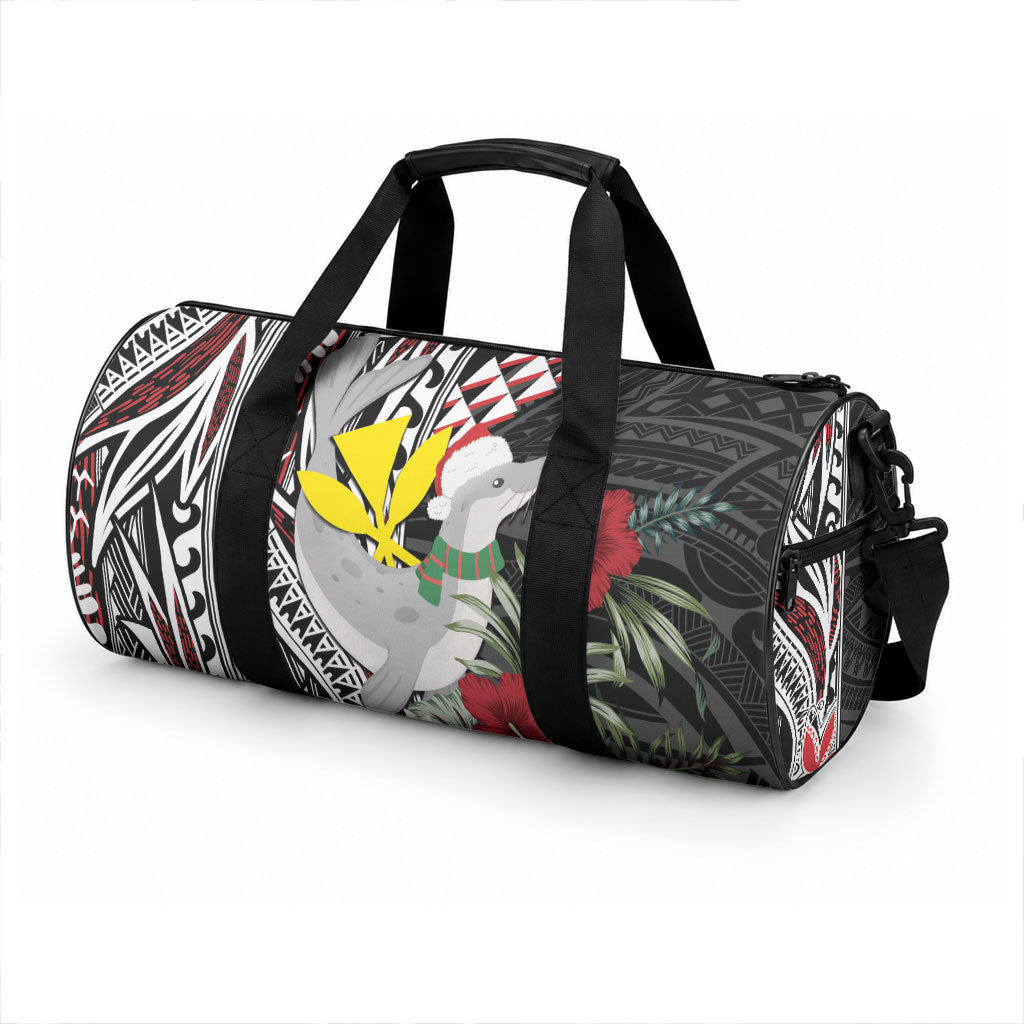 Hawaii Monk Seal Santa Duffle Bag Hibiscus Kakau Pattern Mele Kalikimaka LT9 - Polynesian Pride