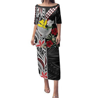 Hawaii Monk Seal Santa Family Matching Puletasi and Hawaiian Shirt Hibiscus Kakau Pattern Mele Kalikimaka