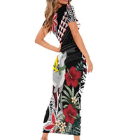 Hawaii Monk Seal Santa Family Matching Short Sleeve Bodycon Dress and Hawaiian Shirt Hibiscus Kakau Pattern Mele Kalikimaka LT9 - Polynesian Pride