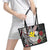 Hawaii Monk Seal Santa Leather Tote Bag Hibiscus Kakau Pattern Mele Kalikimaka