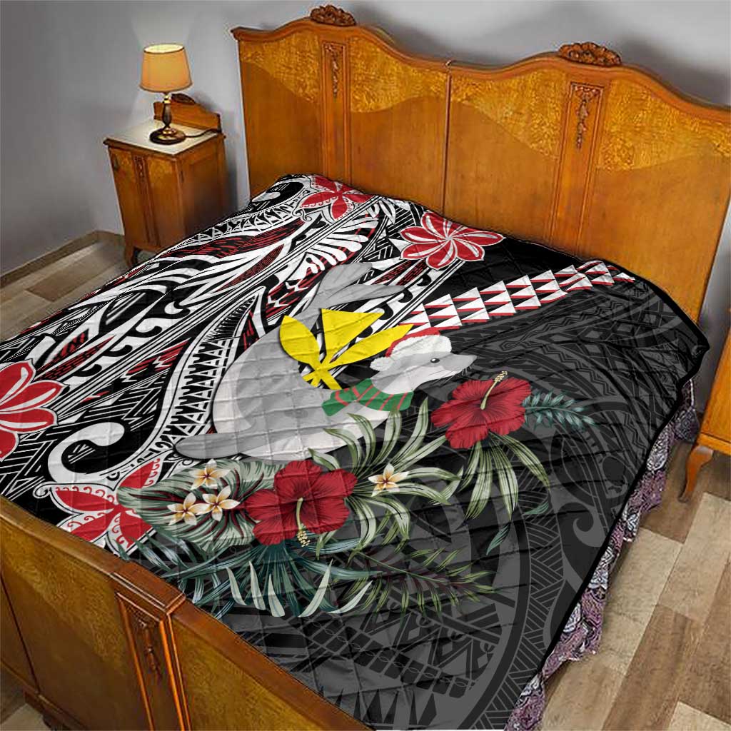 Hawaii Monk Seal Santa Quilt Hibiscus Kakau Pattern Mele Kalikimaka