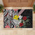 Hawaii Monk Seal Santa Rubber Doormat Hibiscus Kakau Pattern Mele Kalikimaka