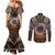 Samoa Warrior Couples Matching Mermaid Dress and Long Sleeve Button Shirt The Mighty Samoan Warrior Spirit