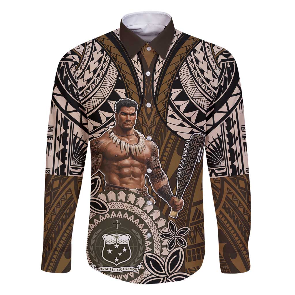 Samoa Warrior Family Matching Long Sleeve Bodycon Dress and Hawaiian Shirt The Mighty Samoan Warrior Spirit