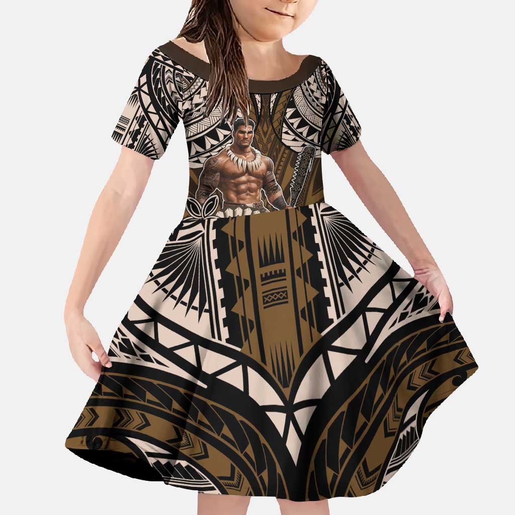 Samoa Warrior Family Matching Mermaid Dress and Hawaiian Shirt The Mighty Samoan Warrior Spirit