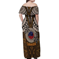 Samoa Warrior Family Matching Off Shoulder Maxi Dress and Hawaiian Shirt The Mighty Samoan Warrior Spirit