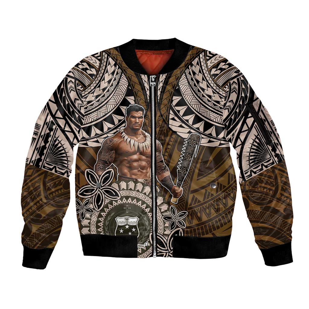 Samoa Warrior Sleeve Zip Bomber Jacket The Mighty Samoan Warrior Spirit