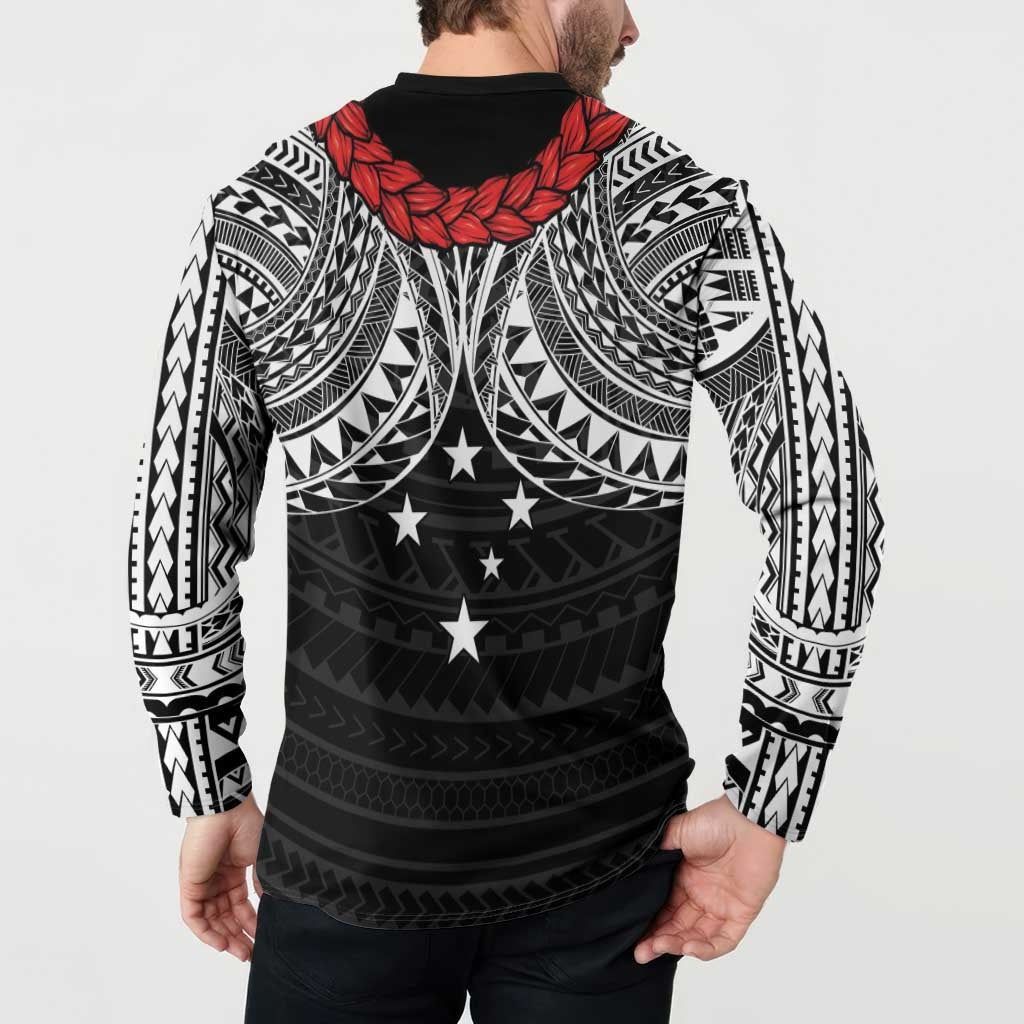 Samoan Tanoa Kava Bowl Ula Fala Button Sweatshirt Polynesian Tribal Vibe