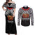 Samoan Tanoa Kava Bowl Ula Fala Couples Matching Off Shoulder Maxi Dress and Long Sleeve Button Shirt Polynesian Tribal Vibe