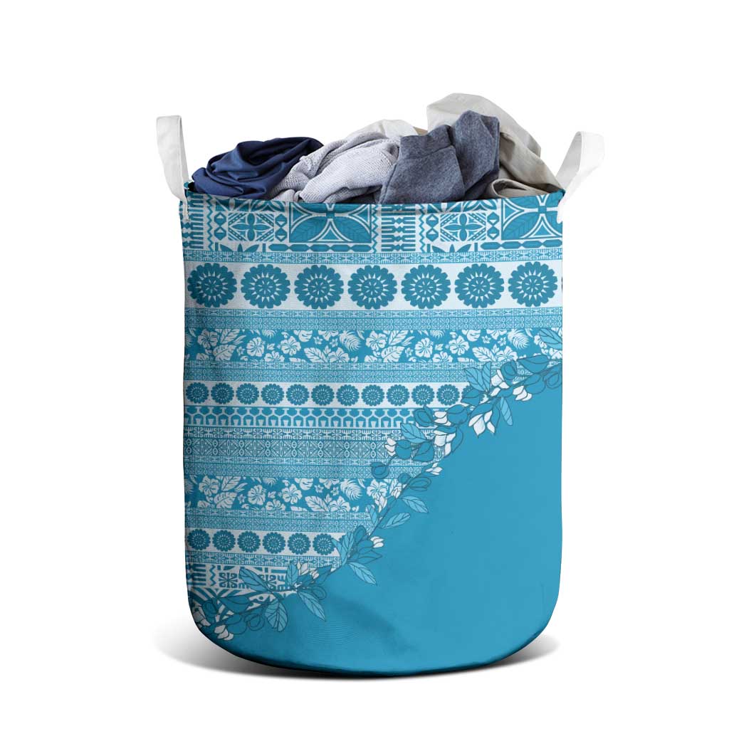 Fiji Marau na Kerisimasi Laundry Basket Aqua Tagimoucia Tapa Masi Tribal - Polynesian Pride