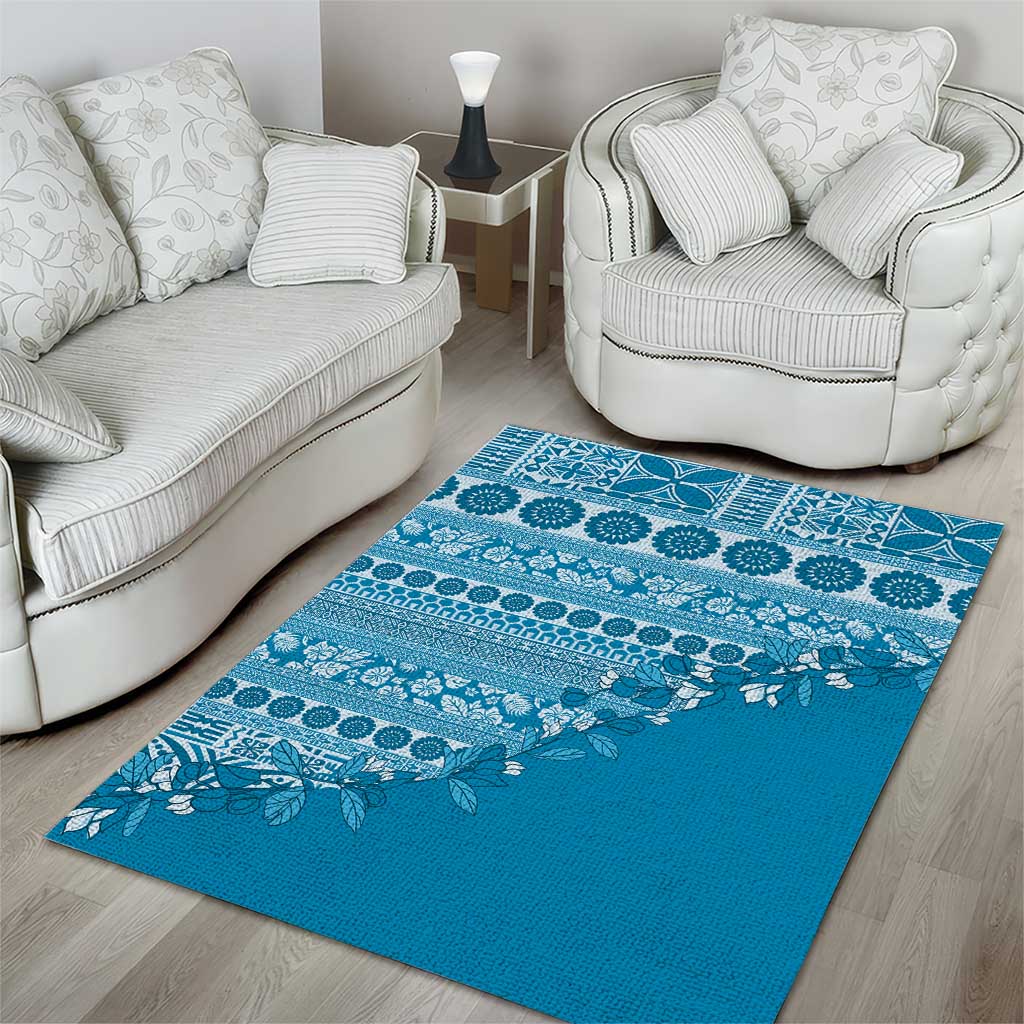 Fiji Marau na Kerisimasi Area Rug Aqua Tagimoucia Tapa Masi Tribal - Polynesian Pride