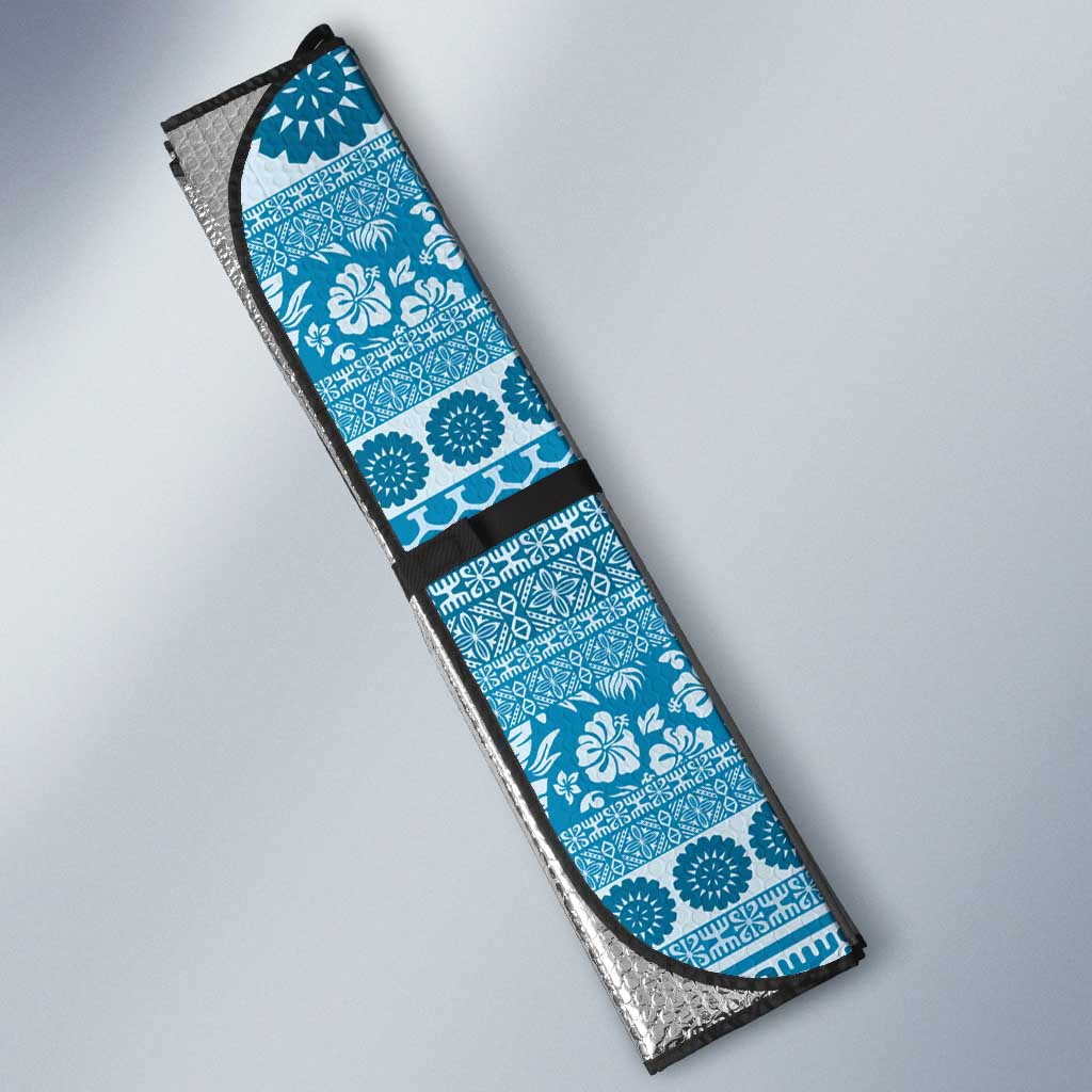 Fiji Marau na Kerisimasi Auto Sun Shade Aqua Tagimoucia Tapa Masi Tribal - Polynesian Pride