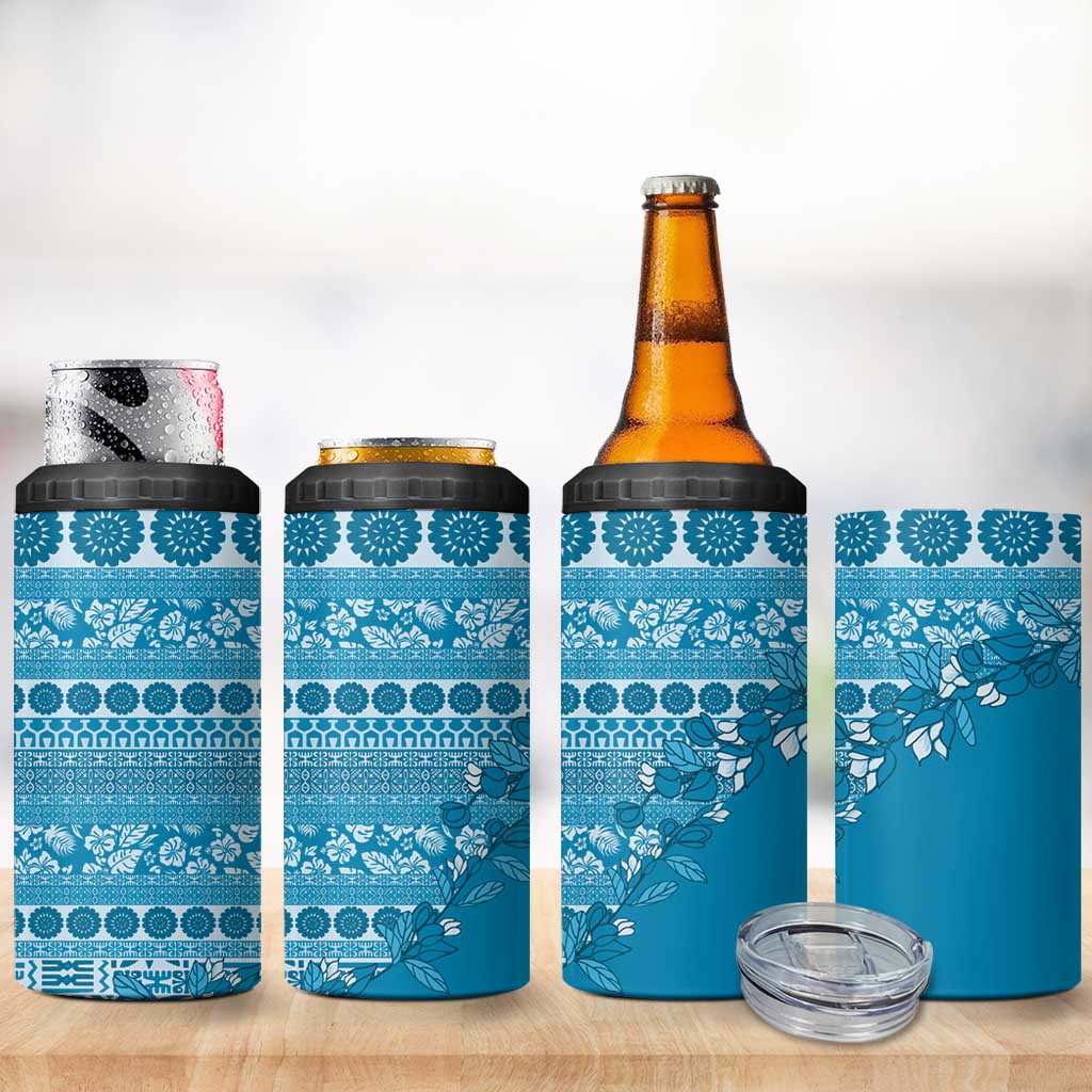 Fiji Marau na Kerisimasi 4 in 1 Can Cooler Tumbler Aqua Tagimoucia Tapa Masi Tribal - Polynesian Pride
