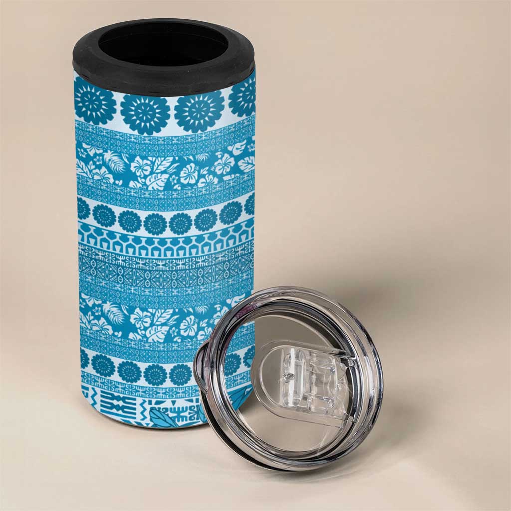 Fiji Marau na Kerisimasi 4 in 1 Can Cooler Tumbler Aqua Tagimoucia Tapa Masi Tribal - Polynesian Pride