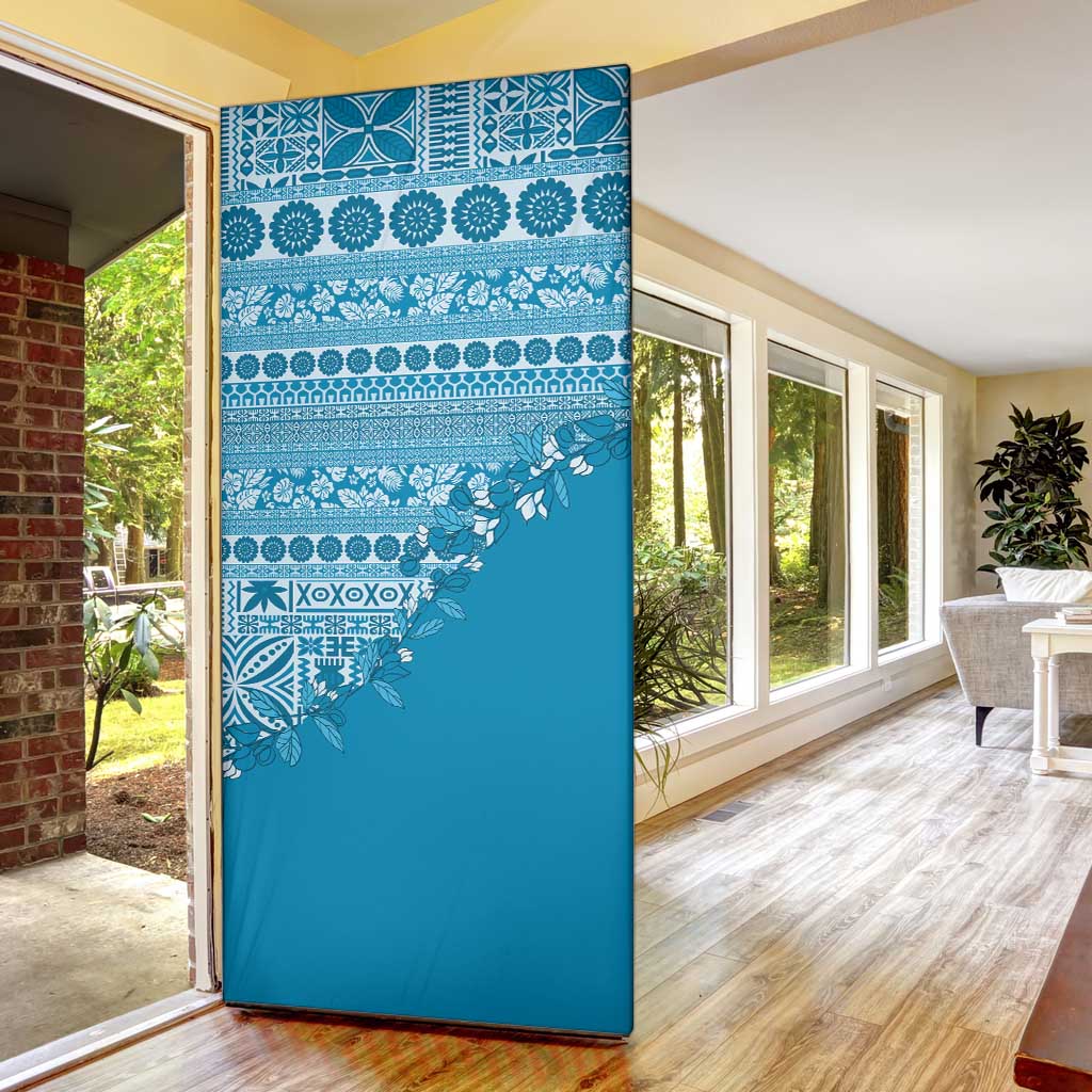 Fiji Marau na Kerisimasi Door Cover Aqua Tagimoucia Tapa Masi Tribal - Polynesian Pride