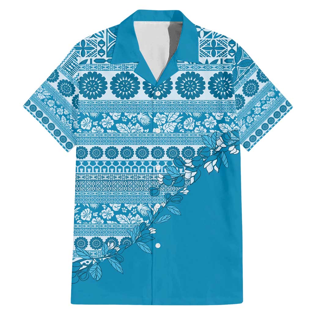 Fiji Marau na Kerisimasi Family Matching Mermaid Dress and Hawaiian Shirt Aqua Tagimoucia Tapa Masi Tribal - Polynesian Pride