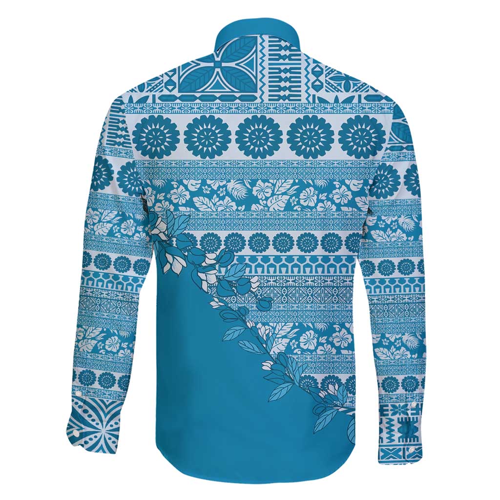 Fiji Marau na Kerisimasi Family Matching Short Sleeve Bodycon Dress and Hawaiian Shirt Aqua Tagimoucia Tapa Masi Tribal - Polynesian Pride